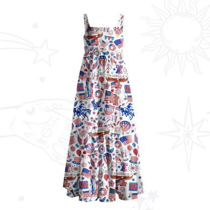 Purplehecate Freedom Festival Wide Straps Maxi Dress