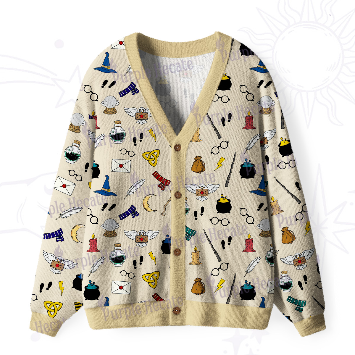 Purplehecate Wizard School Magic Ugly Cardigan Sweaters