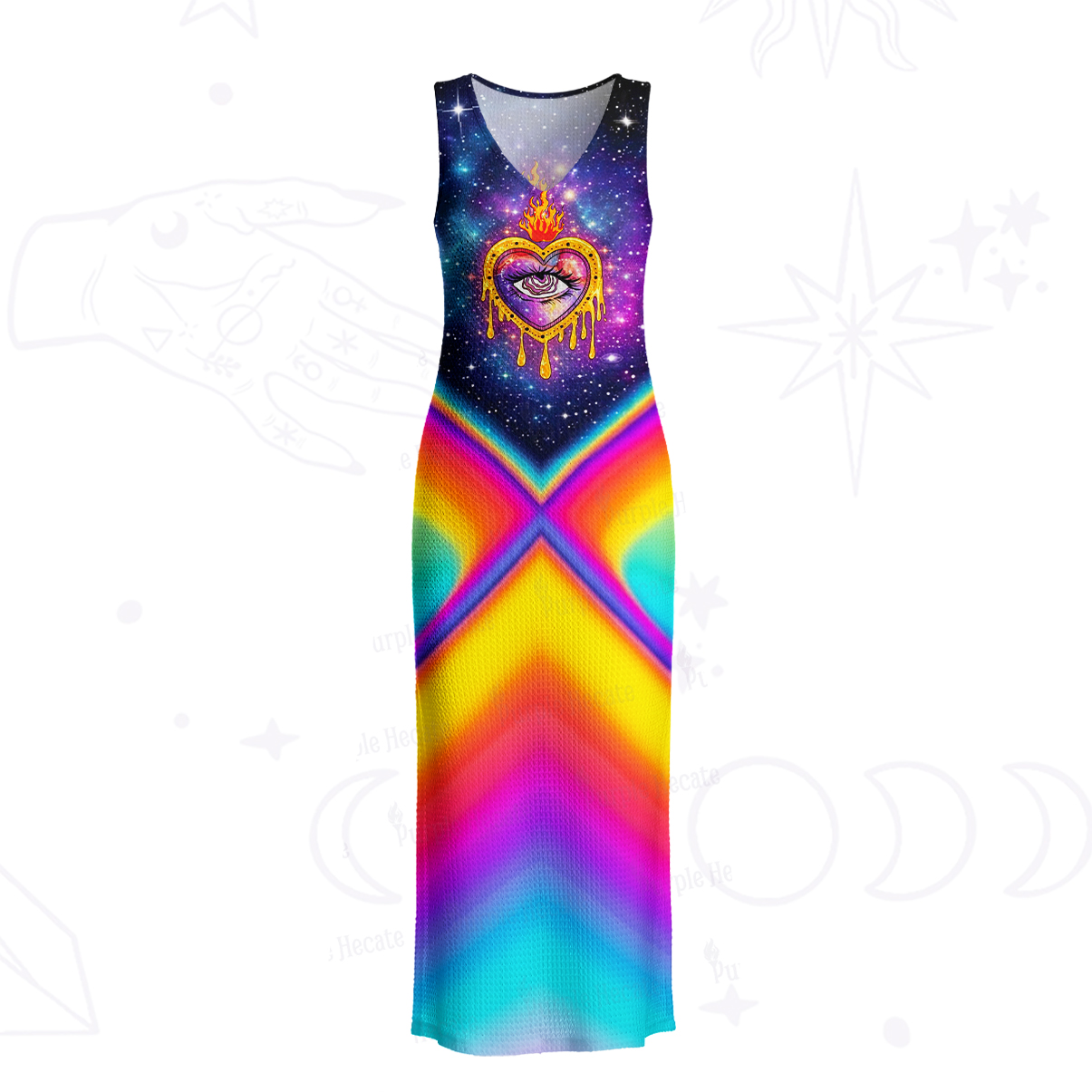 Purplehecate Sacred Flame of Love Crochet Knit Maxi Dress