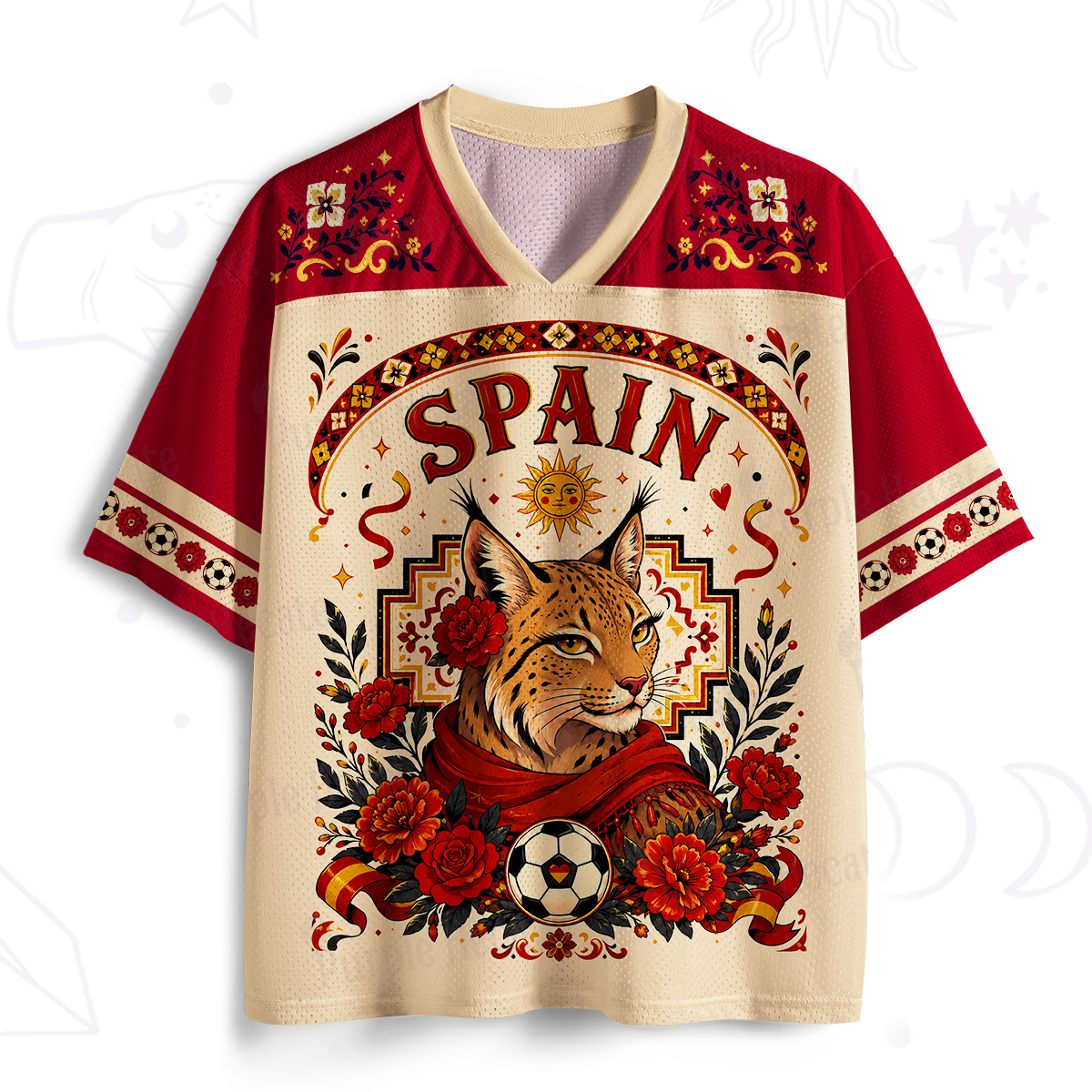 Purplehecate Spain Lynx Soccer Print Mesh Jersey