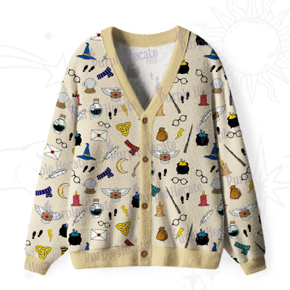 Purplehecate Wizard School Magic Ugly Cardigan Sweaters