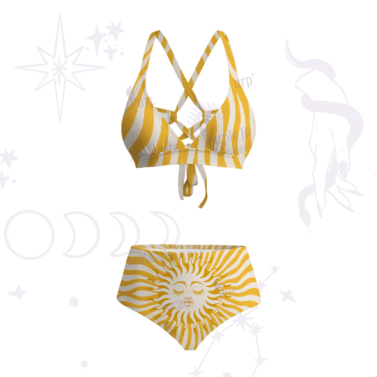 Purplehecate Radiance of the Sun Crisscross Tie-Back Bikini Set