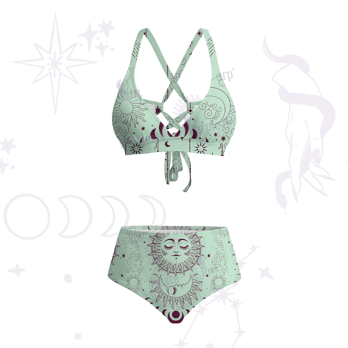 Purplehecate Lunar Eclipse Crisscross Tie-Back Bikini Set