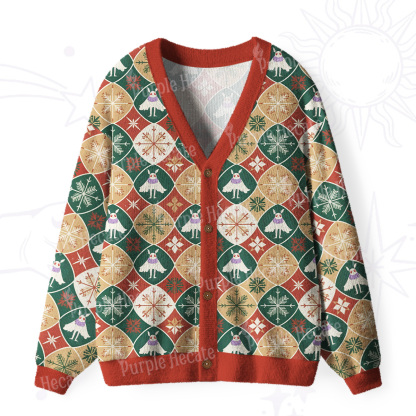 Purplehecate Retro Mothman Snowflake Ugly Cardigan Sweaters