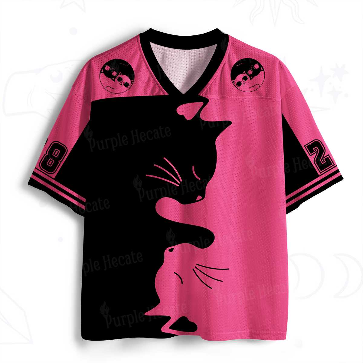 Purplehecate Yin Yang Cat Lover Mesh Jersey
