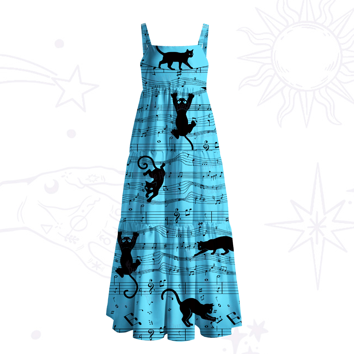 Purplehecate Catwalk Notes Strappy Wide Straps Maxi Dress