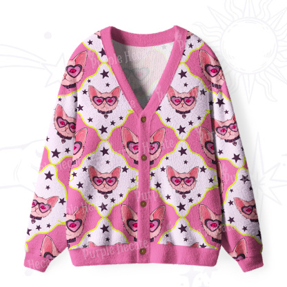 Purplehecate Slightly Wicked Cat Ugly Cardigan Sweaters