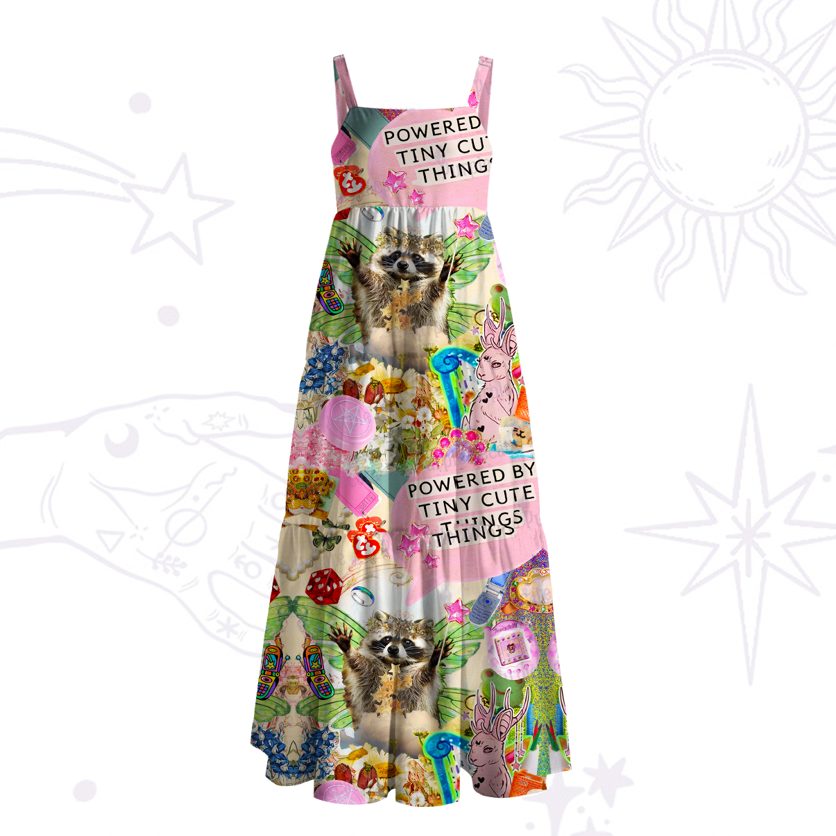 Purplehecate The Raccoon Queen's Hoard Wide Straps Maxi Dress