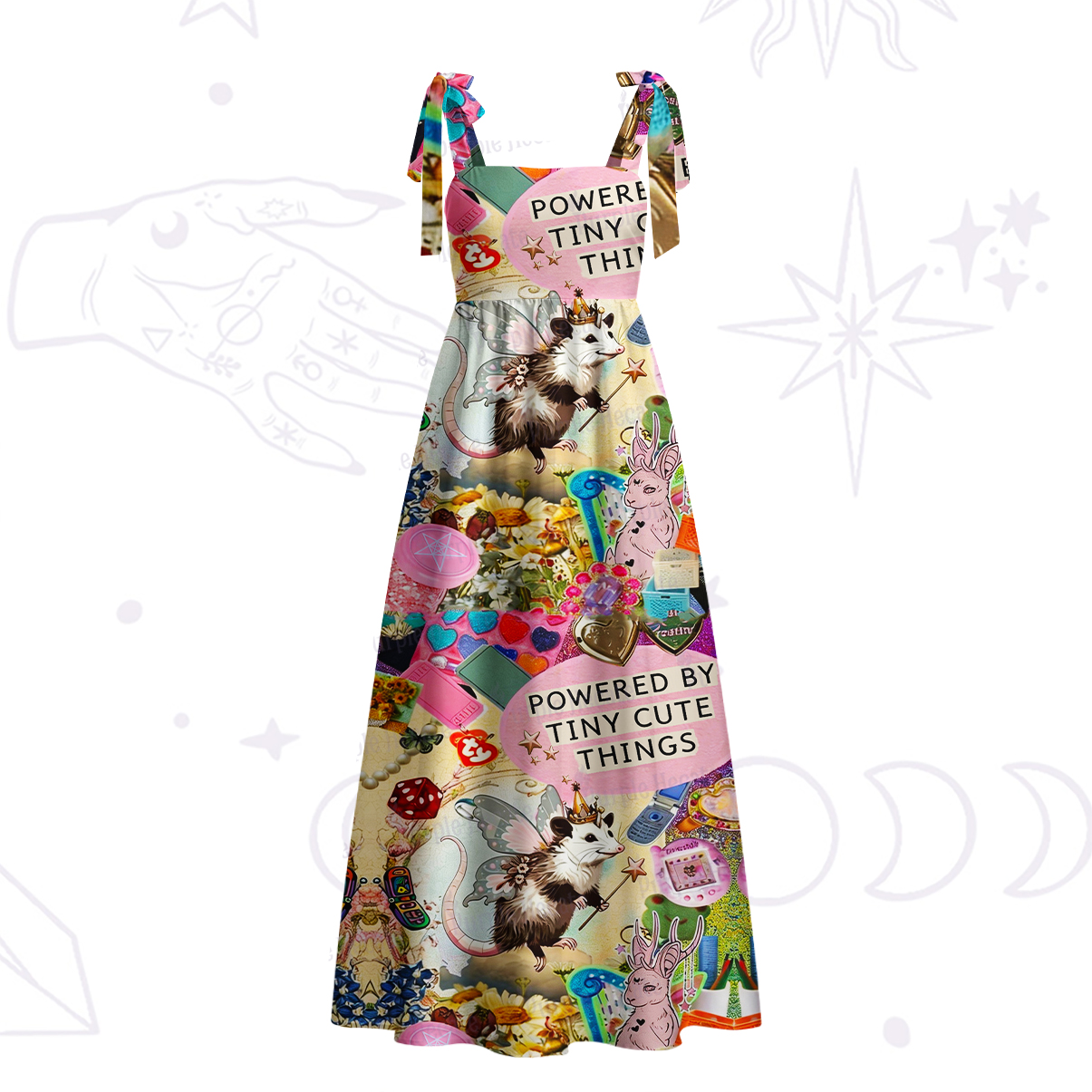 Purplehecate The Opossum Queen's Hoard Tie Shoulder Maxi Dress