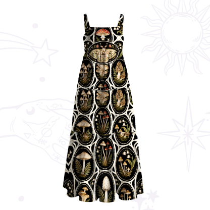 Purplehecate Enchanted Forest Mushroom Specimen Wide Straps Maxi Dress