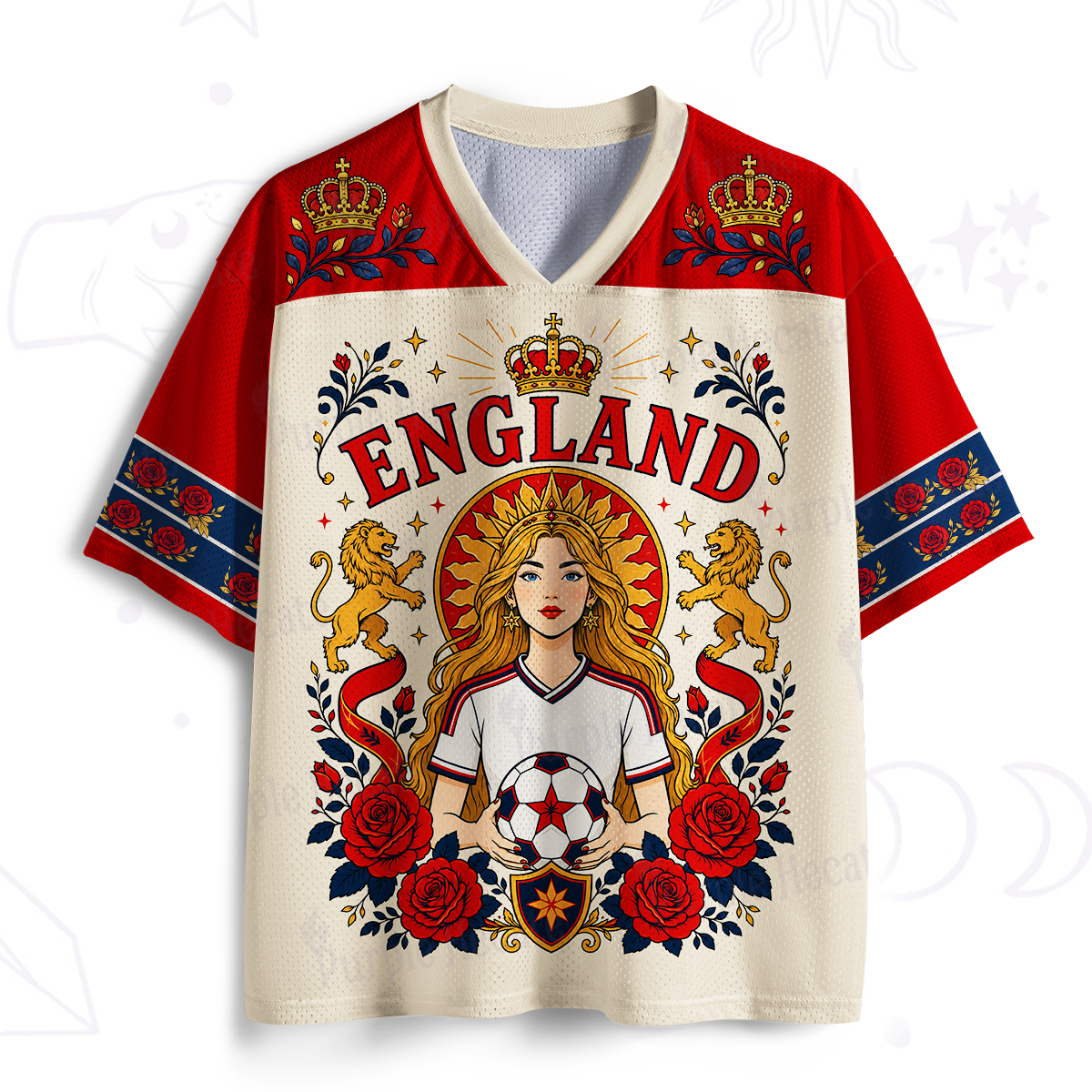 Purplehecate Rose Goddess England Soccer Mesh Jersey