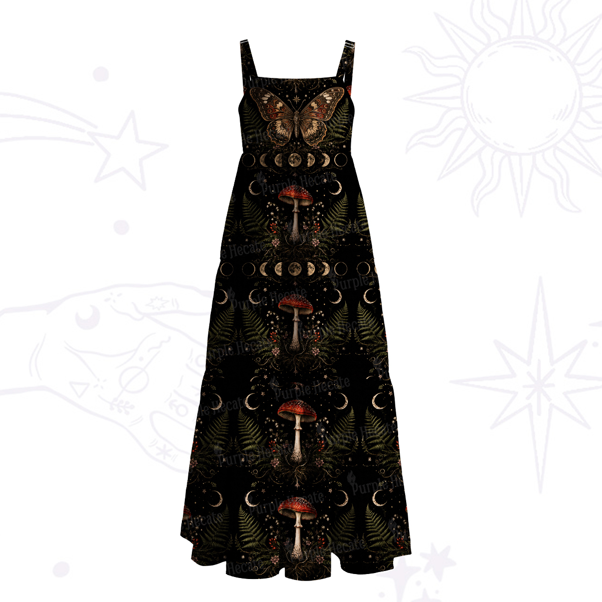 Purplehecate Pride Rainbow Spiritual Chakra Sun Wide Straps Maxi Dress