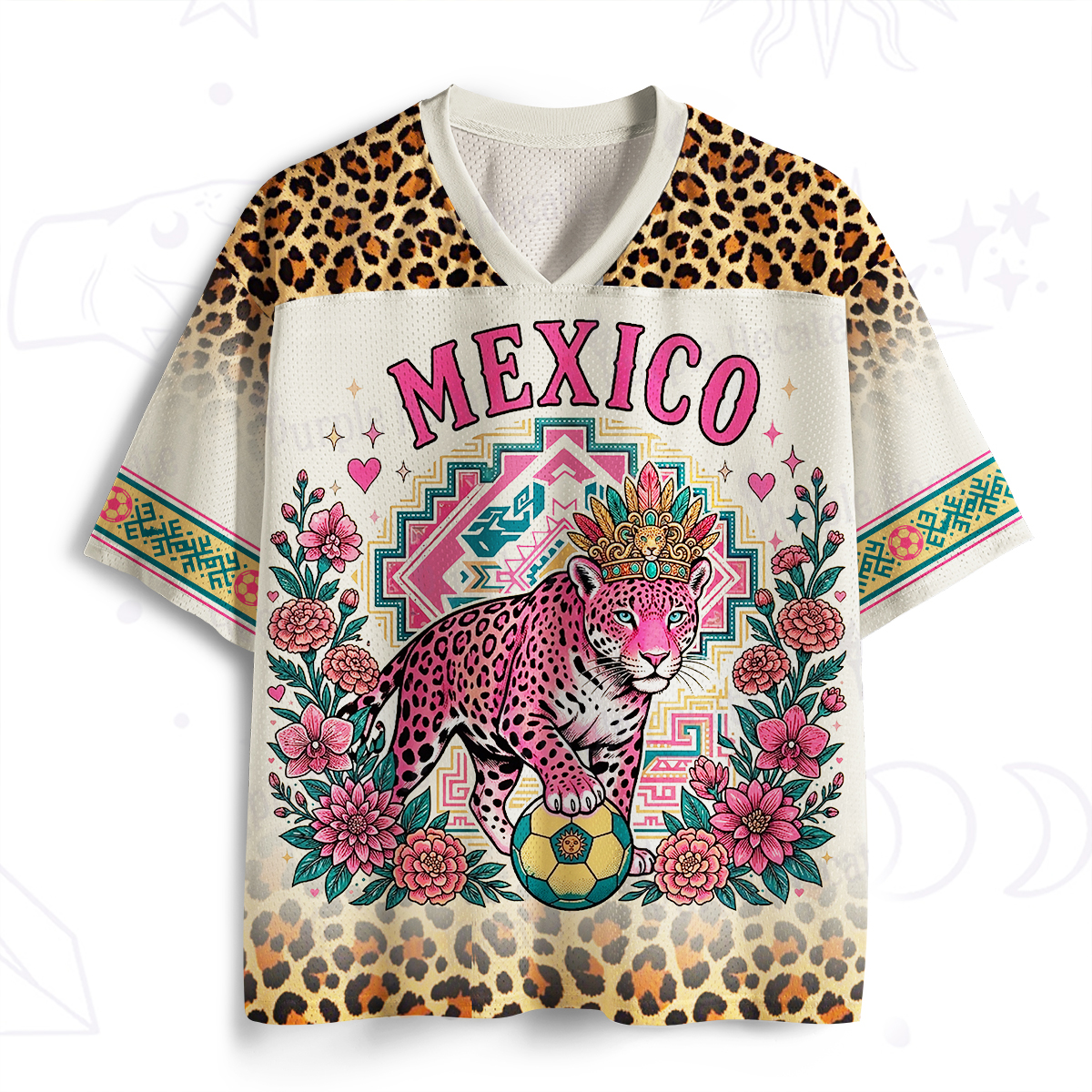 Purplehecate Pink Jaguar Mexico Soccer Mesh Jersey