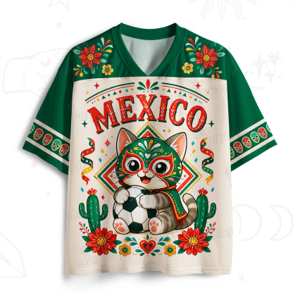 Purplehecate Mexico Luchador Cat Soccer Mesh Jersey