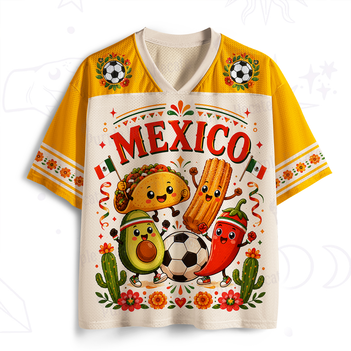 Purplehecate Mexico Food Friends Soccer Mesh Jersey