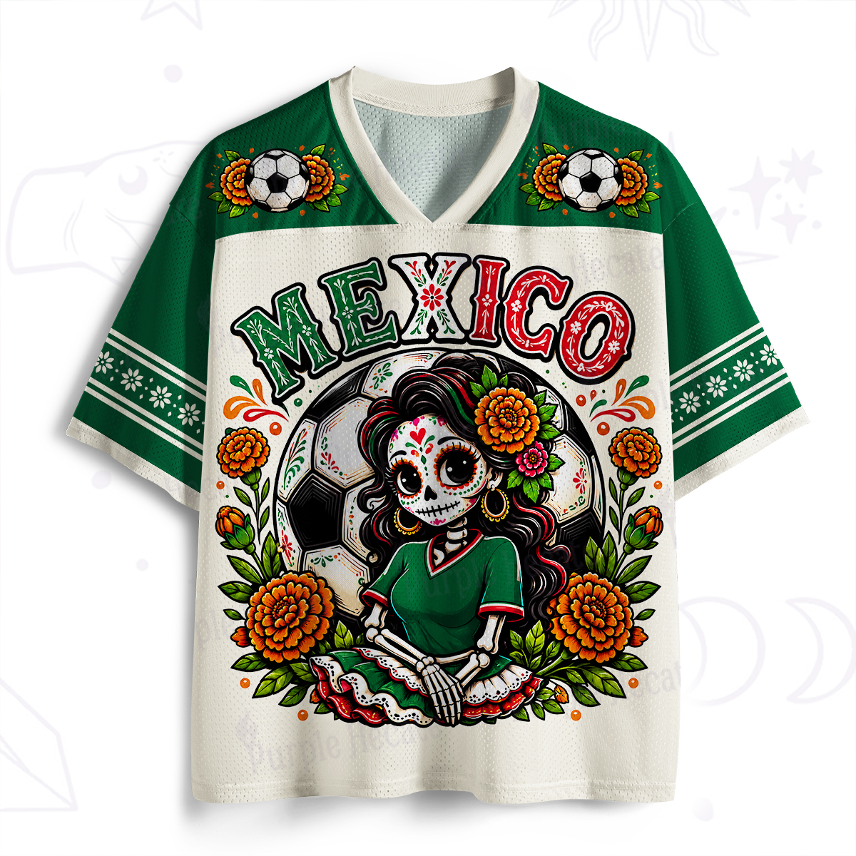 Purplehecate Day of the Dead Girl Mexico Soccer Mesh Jersey