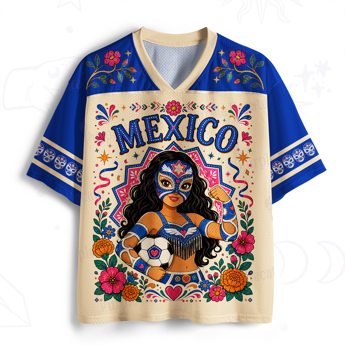 Purplehecate Mexico Lucha Libre Girl Football Mesh Jersey