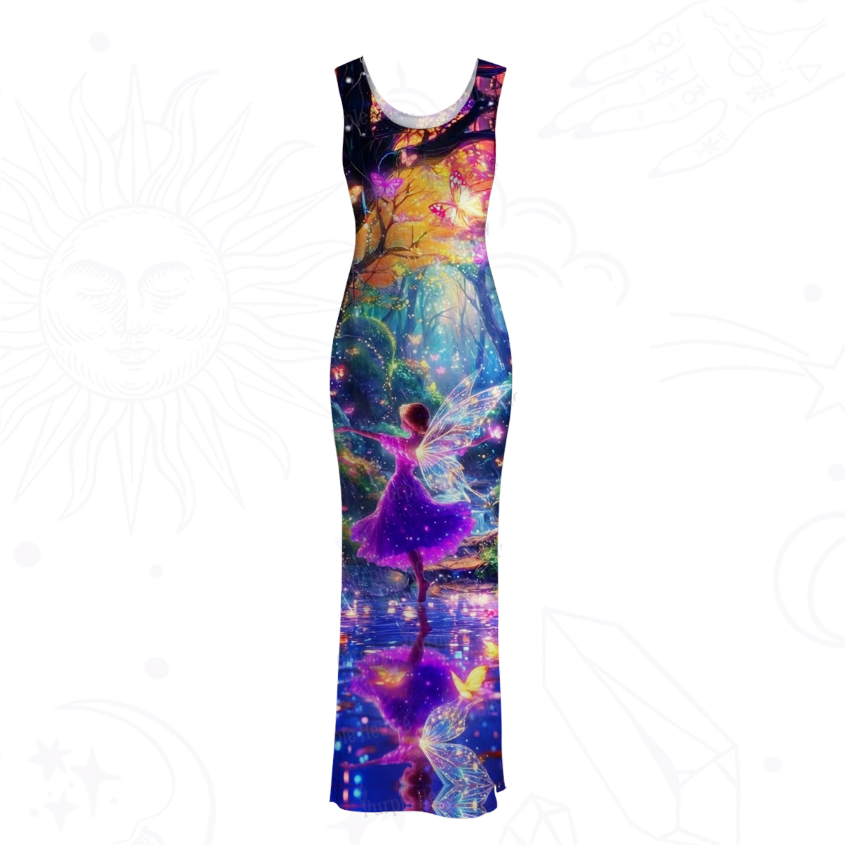 Purplehecate Enchanted Fairy Forest Mesh Maxi Tank Beach Dress