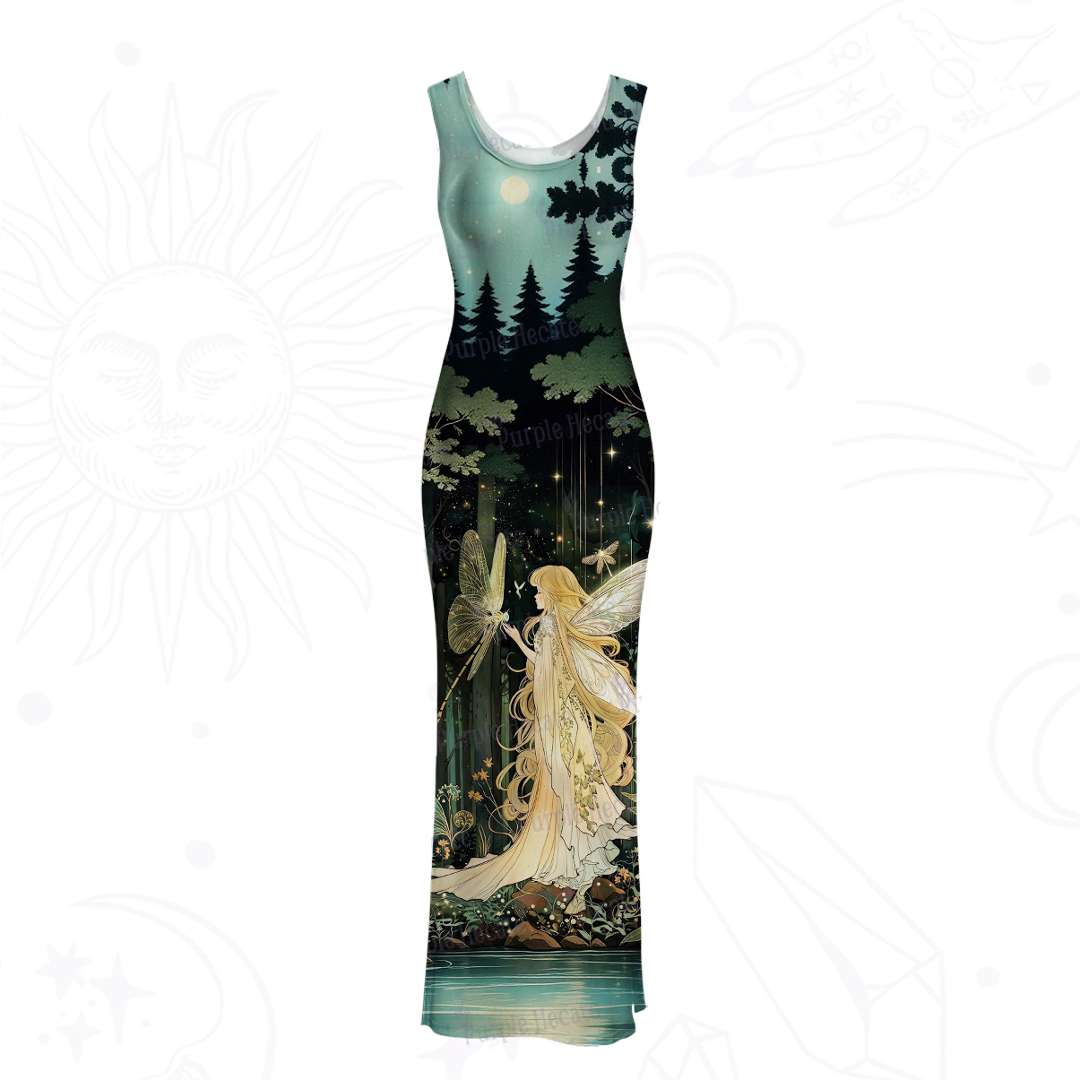 Purplehecate Fairy of the Magic Woods Mesh Maxi Tank Beach Dress