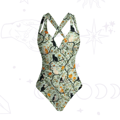 Purplehecate Enchanted Cat Grove One-Piece Swimsuit