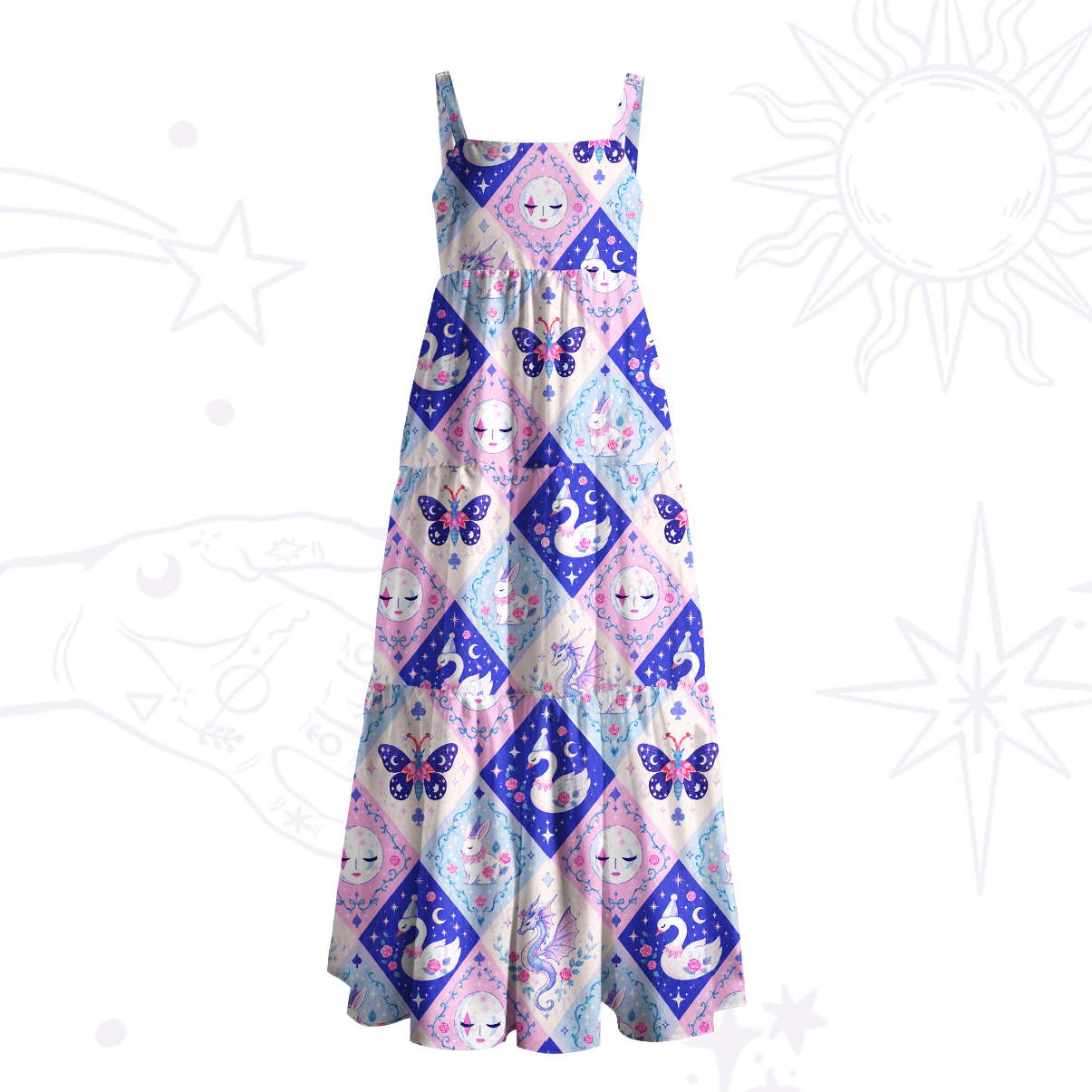 [Copy]Purplehecate Solar Bloom Sacred Heart Wide Straps Maxi Dress