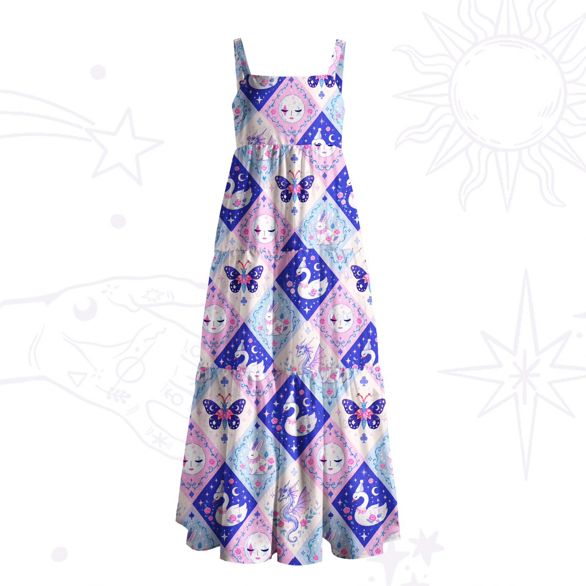 [Copy]Purplehecate Solar Bloom Sacred Heart Wide Straps Maxi Dress