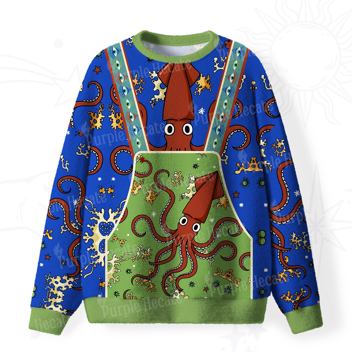 Purplehecate Deep Sea Dreamer Fuzzy Ugly Christmas Sweatshirt