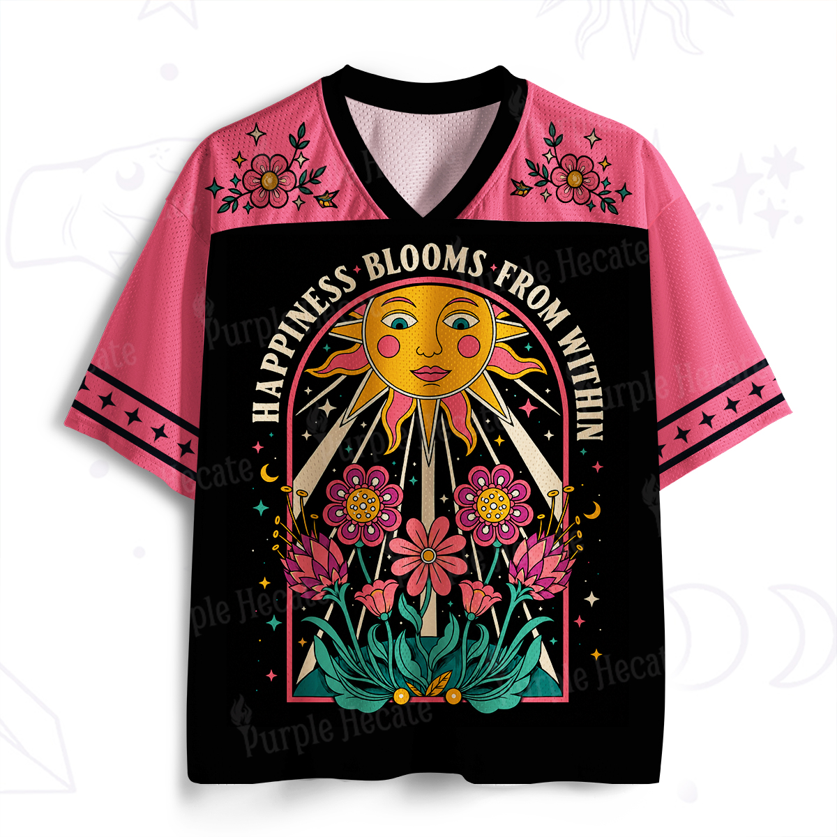 Purplehecate Happiness Blooms From Within Sunshine Mesh Jersey