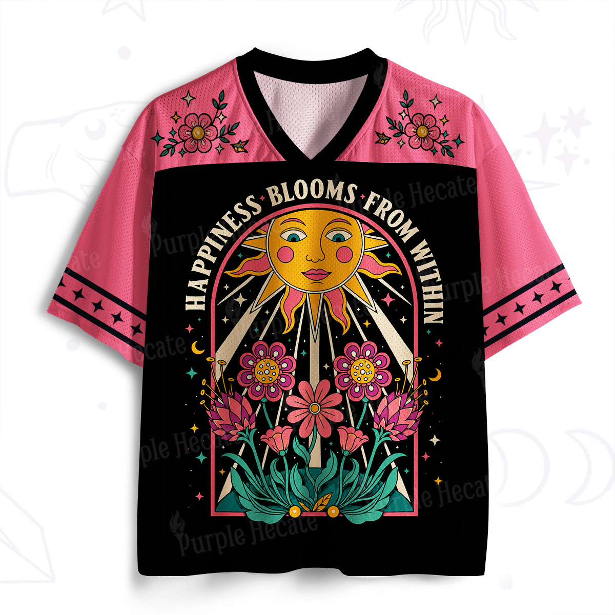 Purplehecate Happiness Blooms From Within Sunshine Mesh Jersey