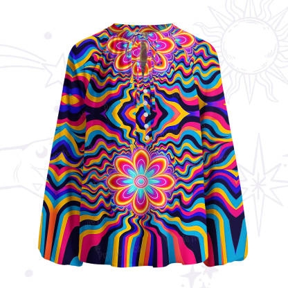 Purplehecate Psychedelic Bloom Split Neck Tie Blouse