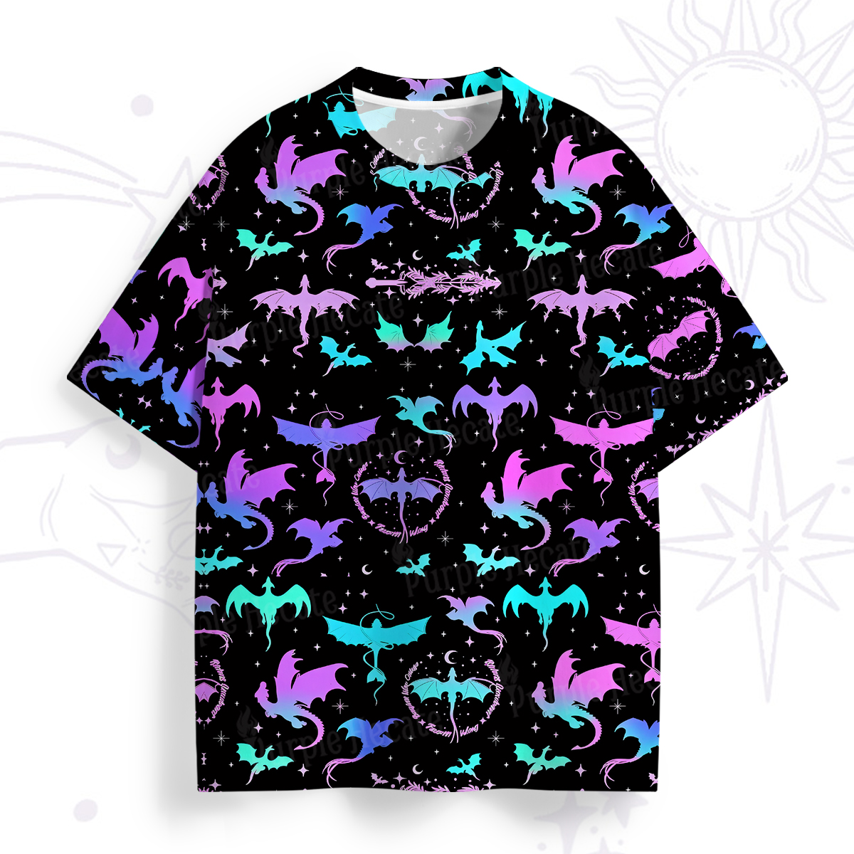 Purplehecate Neon Fantasy Dragon Allover All Over Print T-Shirt