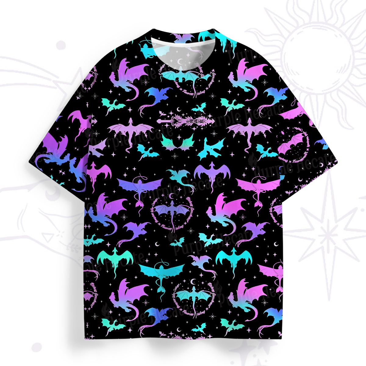 Purplehecate Neon Fantasy Dragon Allover All Over Print T-Shirt