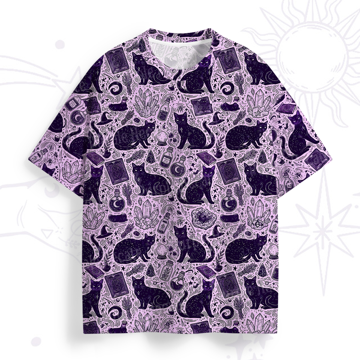 Purplehecate Midnight Black Cat Witch Potion All Over Print T-Shirt