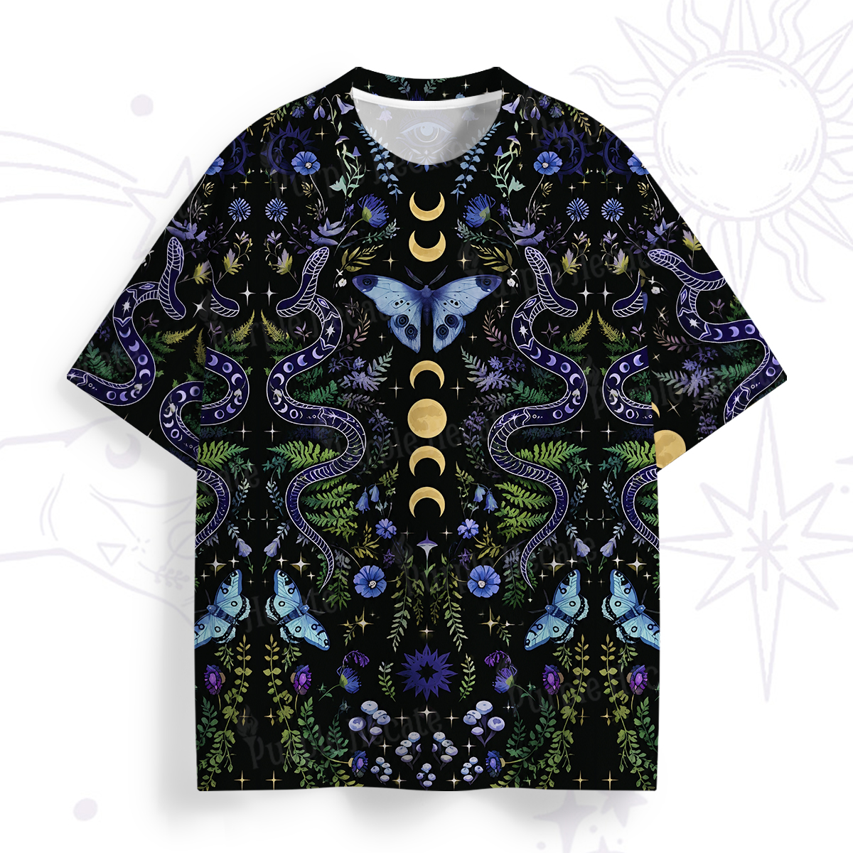 Purplehecate Moon Moth Witchery All Over Print T-Shirt