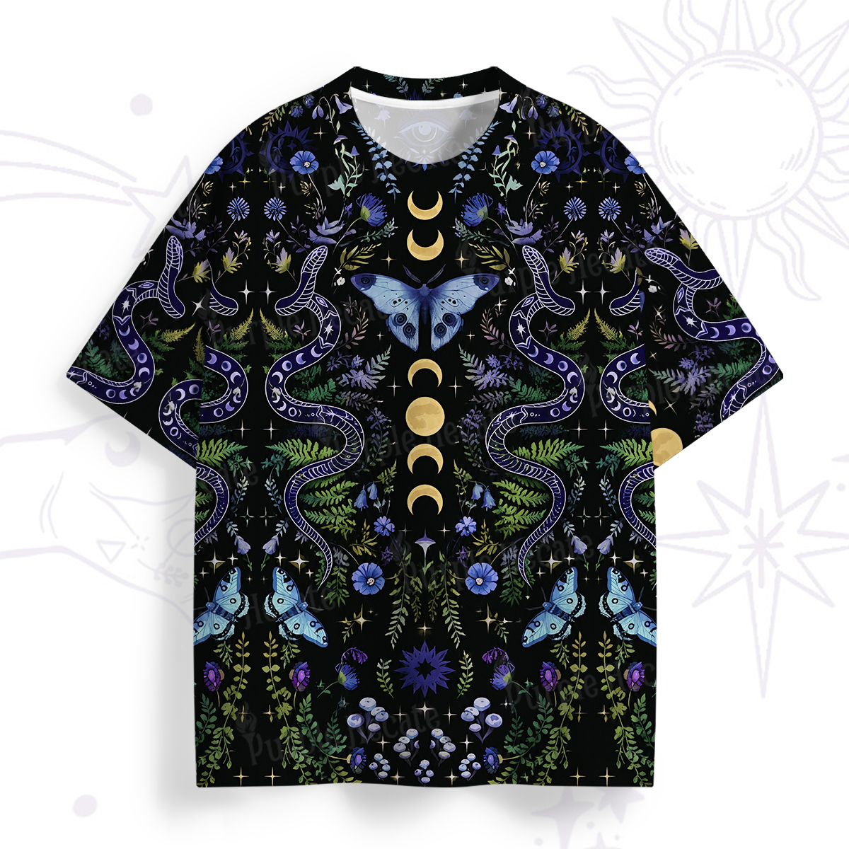 Purplehecate Moon Moth Witchery All Over Print T-Shirt