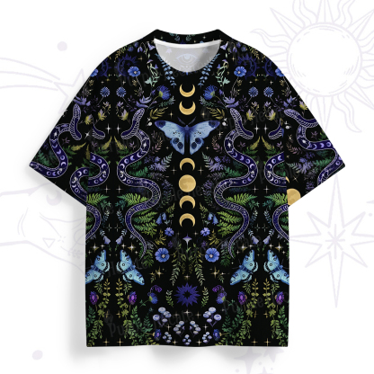 Purplehecate Moon Moth Witchery All Over Print T-Shirt