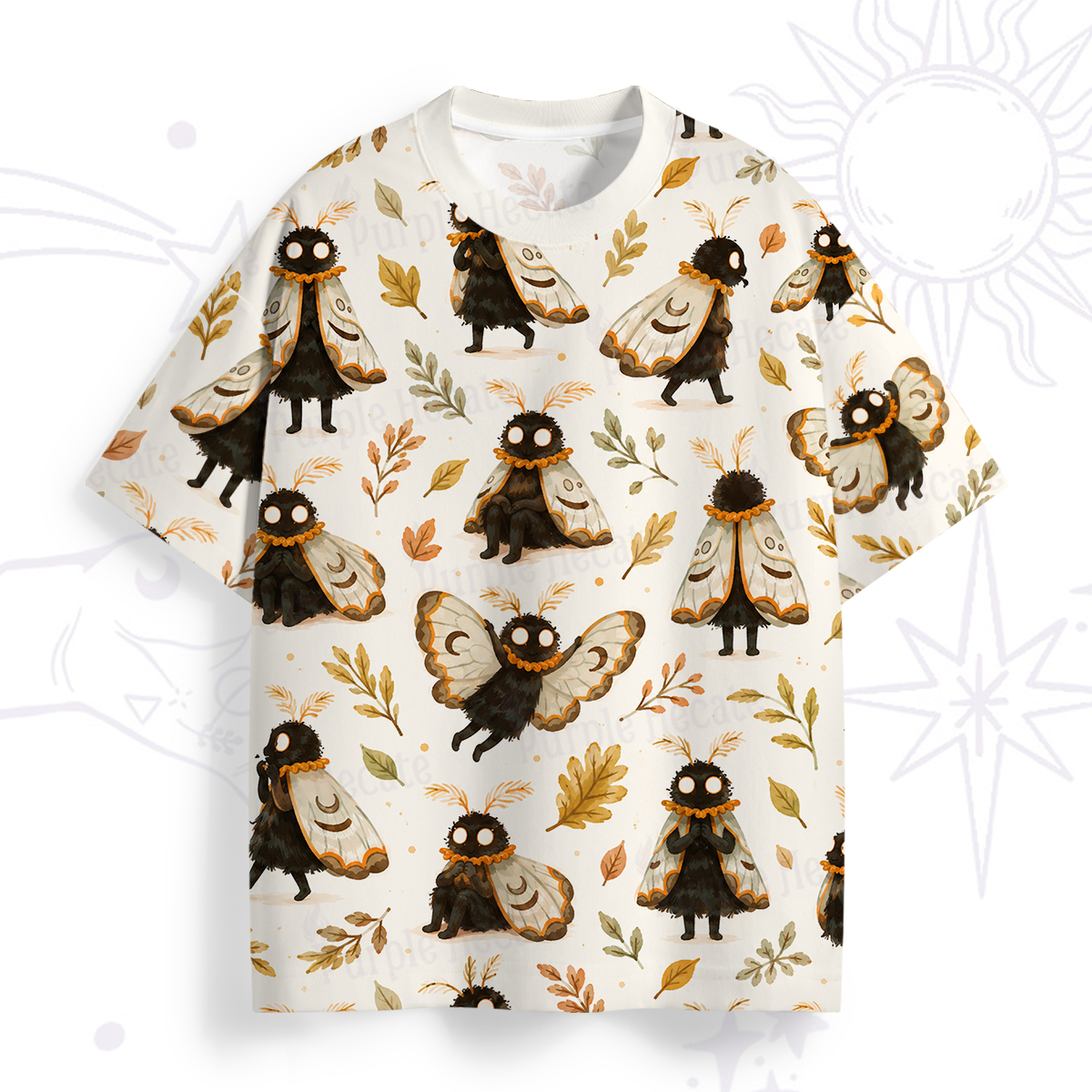 Purplehecate Whimsical Woodland Moths All Over Print T-Shirt