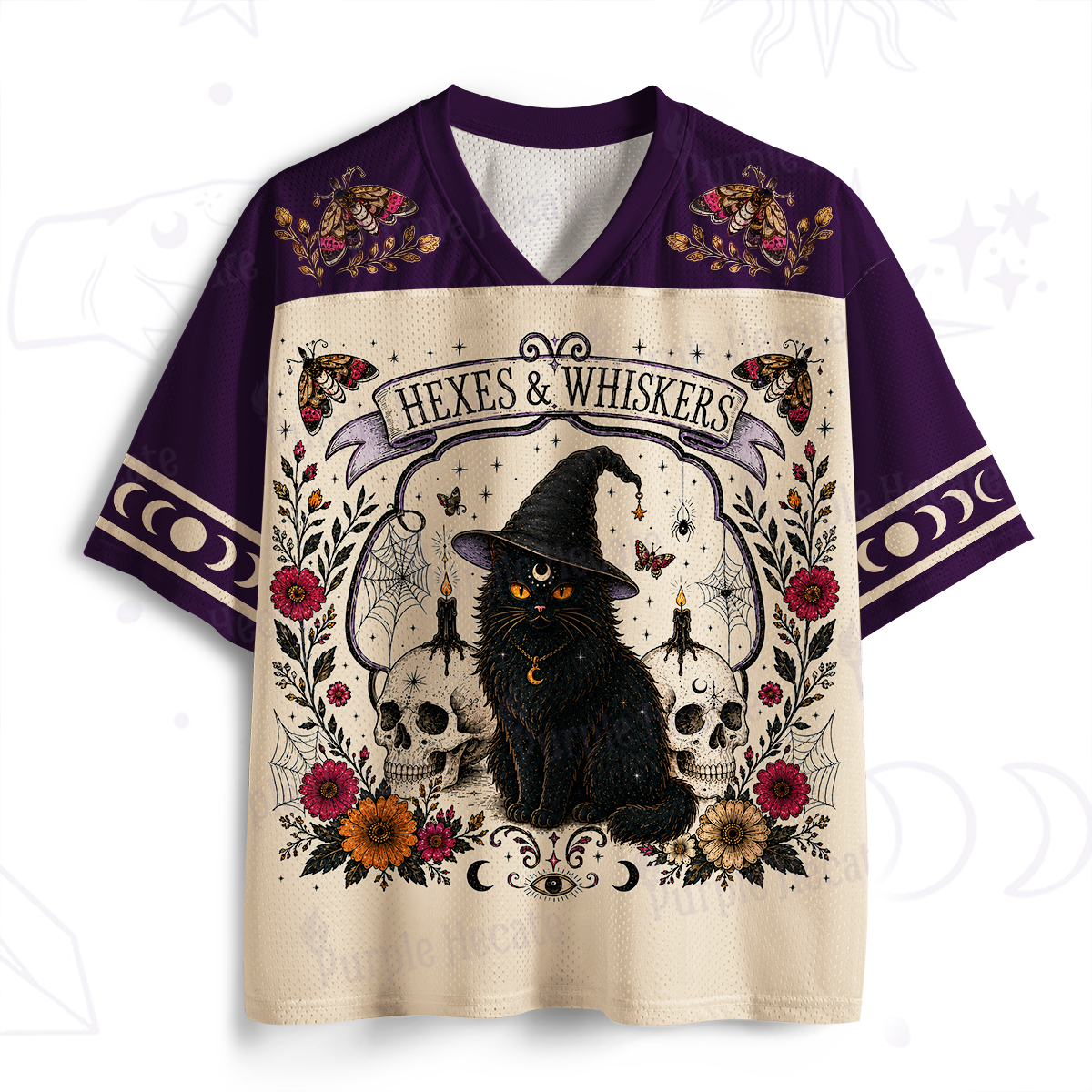 Purplehecate Hexes & Whiskers Witch Cat Mesh Jersey