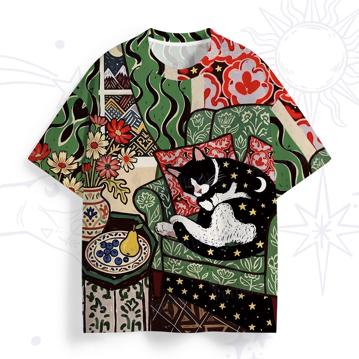 Purplehecate Nap Time Lazy Kitty All Over Print T-Shirt