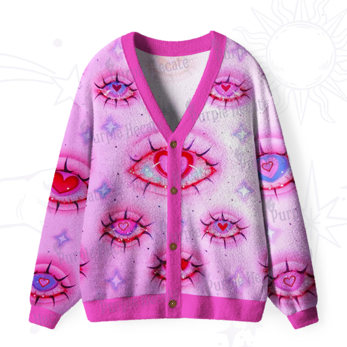 Purplehecate Mystic Love-Eye Ugly Cardigan Sweaters