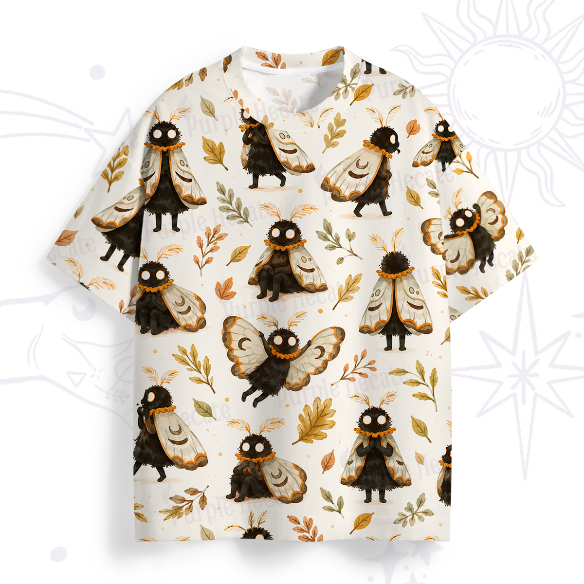 Purplehecate Whimsical Woodland Moths All Over Print T-Shirt