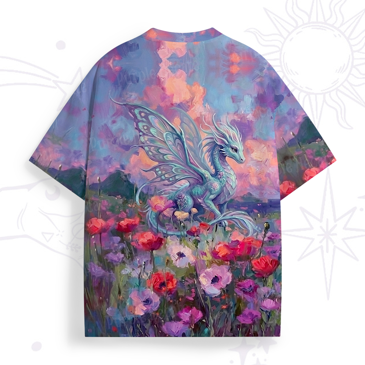 Purplehecate Enchanted Wildflower Dragon Garden All Over Print T-Shirt