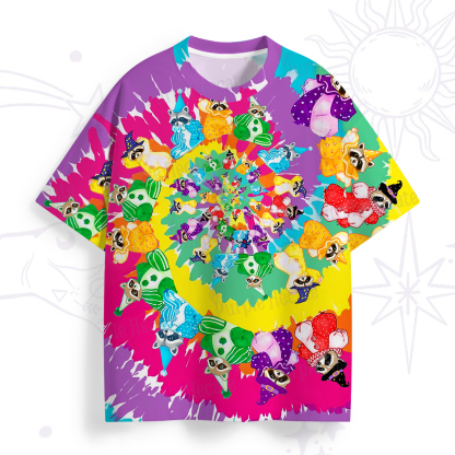 Purplehecate Rainbow Kaleidoscope Raccoon All Over Print T-Shirt