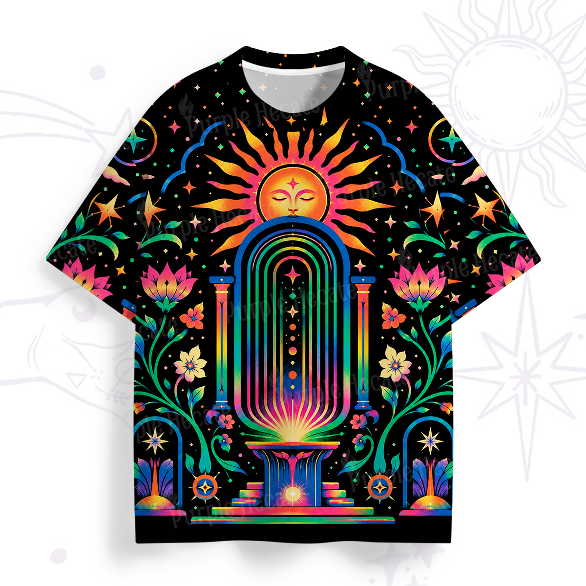 Purplehecate Blacklight Cosmic Portal All Over Print T-Shirt