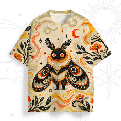 Purplehecate Autumn Moon Moth Guardian Graphic All Over Print T-Shirt