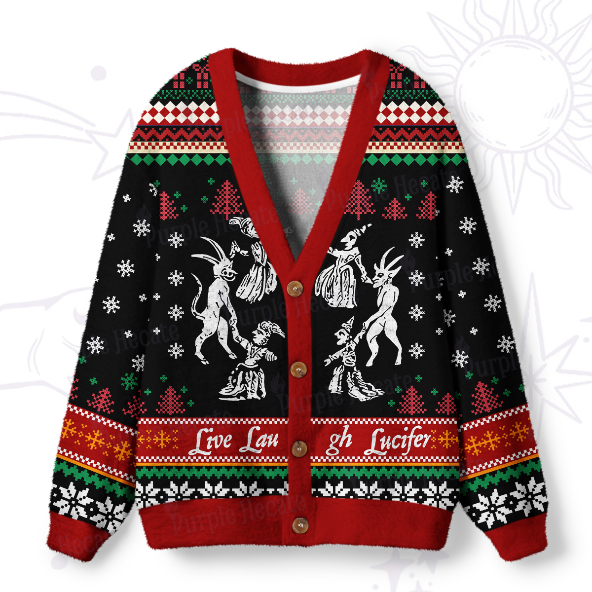 Purplehecate Live Laugh Lucifer Ugly Cardigan Sweaters