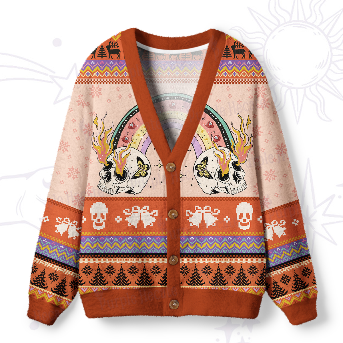 Purplehecate Everything Is Fine Ugly Cardigan Sweaters