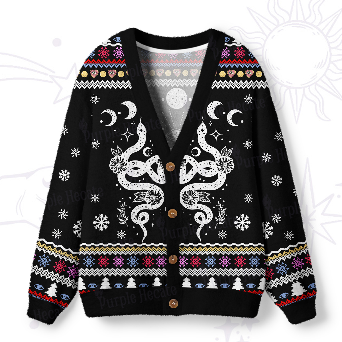 Magic Purplehecate Lunar Serpent Alchemy Ugly Cardigan Sweaters