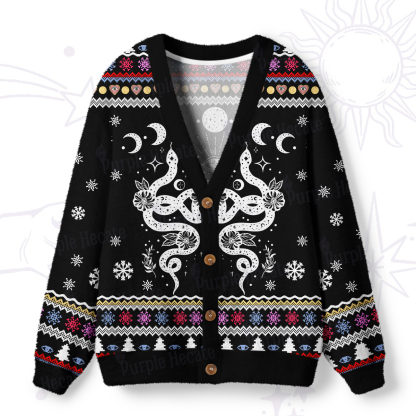 Purplehecate Lunar Serpent Alchemy Ugly Cardigan Sweaters