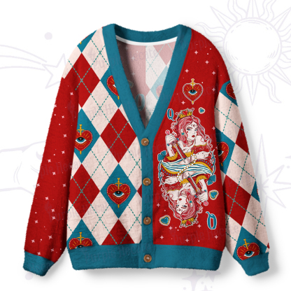 Purplehecate Queen of Hearts Ugly Cardigan Sweaters